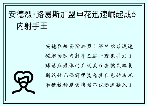 安德烈·路易斯加盟申花迅速崛起成队内射手王